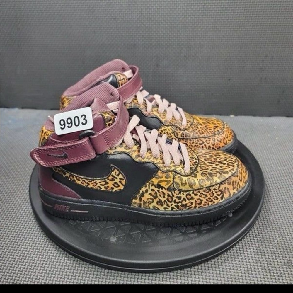 Nike Animal Print High-Tops with Maroon Accents